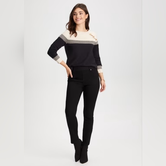 laura petites Sweaters - LAURA-Color  Block button Detail Sweater